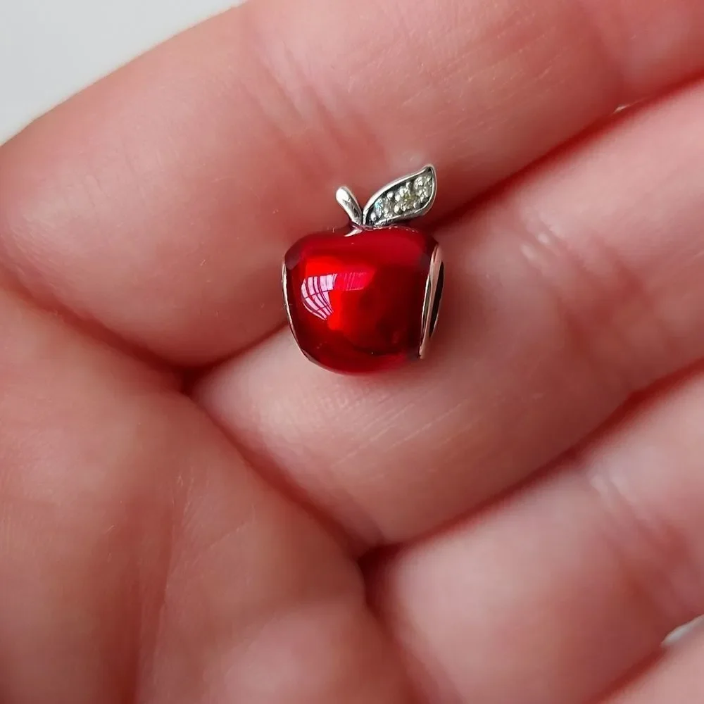 925 Sterling Silver Apple Charm - Picture 5 of 7